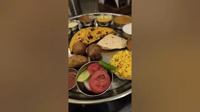 'Video thumbnail for Unlimited Rajasthani Thali in Jaipur at just Rs. 300/- #viral #shorts #food #rajasthan #thali'