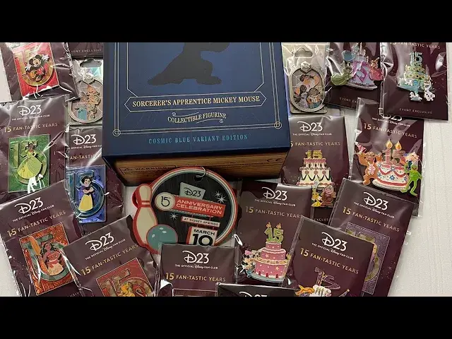 Video thumbnail for D23 15th Anniversary Pins & Gift👑 #disney #disneysprings #pintrading #d23