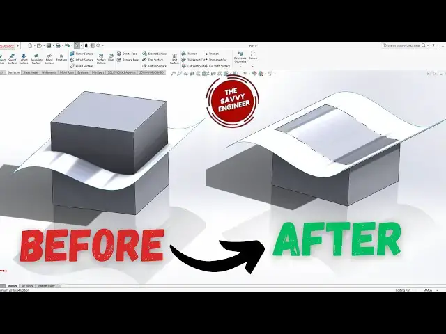 'Video thumbnail for SolidWorks | How to Cut a Solid With a Surface Like a Pro'