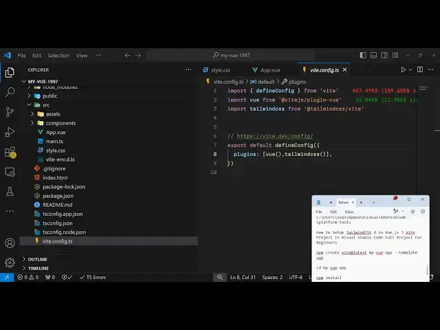 Video thumbnail for How to Setup TailwindCSS 4 in Vue.js 3 Vite Project in Visual Studio Code Full Project For Beginners