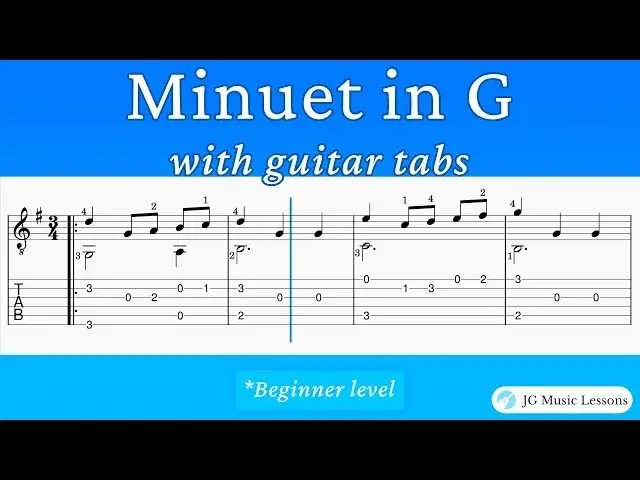 'Video thumbnail for Minuet in G - melody and arrangement with guitar tabs'