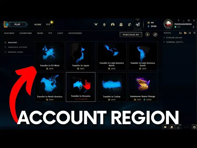 Video thumbnail for How to Change Region in League of Legends - Move Account to other Region in LOL