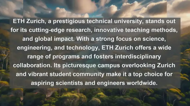 Video thumbnail for Exploring Academic Excellence: Top 10 Universities in Switzerland