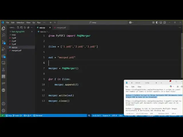 Video thumbnail for Python 3 PyPDF2 Script to Merge Multiple PDF Documents into Single PDF & Save it in Terminal