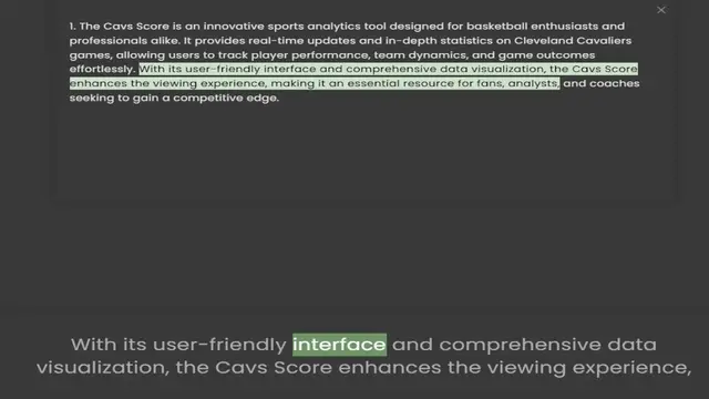 Video thumbnail for 1. The Cavs Score is an innovative sports analytics tool designed for basketball enthusiasts and professionals alike. It provides real-time updates and in-depth statistics on Cleveland Cavaliers games, allowing users to track player perfo