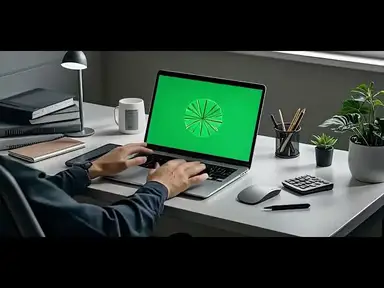 'Video thumbnail for Employee Working on Green Screen Laptop Touchpad in Office Close Up'