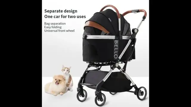 'Video thumbnail for Bello Small And Medium-Sized Pet Cart Out Dog Bag Separate Dog Folding Aluminum Alloy Cat Cart S...'