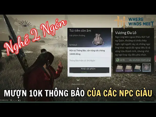 Video thumbnail for Where Winds Meet | Farm Thông Bảo CỰC NHANH – Mỗi NPC 10.000 Tiền Túi (Hợp Pháp!)