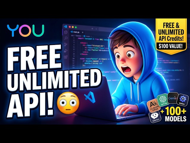 Video thumbnail for You.com FREE & UNLIMITED $100 API Credits 😳 Claude Opus + GPT-4o + Gemini, Qwen (100+ Models)