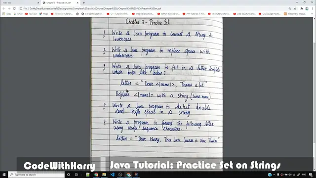 Video thumbnail for Java Practice Questions on Strings_ Practice Set on Java Strings (Must Solve!)