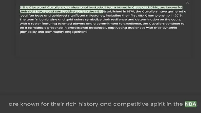 Video thumbnail for 1. The Cleveland Cavaliers, a professional basketball team based in Cleveland, Ohio, are known for their rich history and competitive spirit in the NBA. Established in 1970, the Cavaliers have garnered a loyal fan base and achieved signif