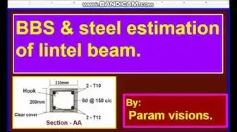 Video thumbnail for Bar bending schedule (BBS) of lintel beam/ Calculating the cutting length of bars in a lintel beam.