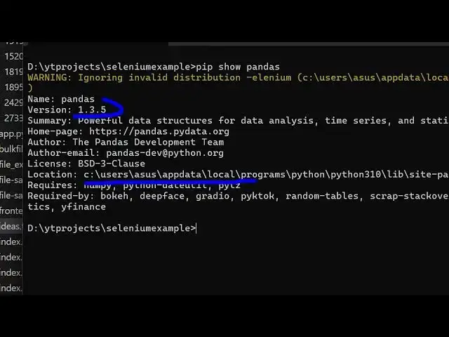 Video thumbnail for How to Check pandas version & location in Terminal