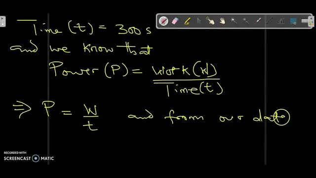 Video thumbnail for Work done: Calculation of work done using power and time in physics