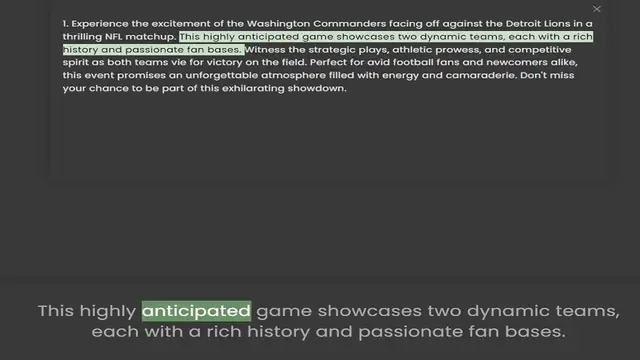 'Video thumbnail for 1. Experience the excitement of the Washington Commanders facing off against the Detroit Lions in a thrilling NFL matchup. This highly anticipated game showcases two dynamic teams, each with a rich history and passionate fan bases. Witnes'