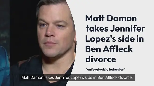 Video thumbnail for Matt Damon takes Jennifer Lopez's side in Ben Affleck divorce: "unforgivable behavior"