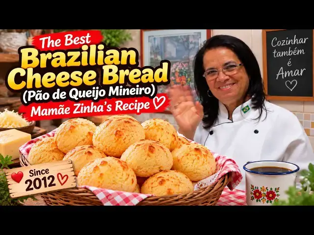Video thumbnail for The Best Brazilian Cheese Bread (Pão de Queijo Mineiro) | Mamãe Zinha's Recipe ❤️