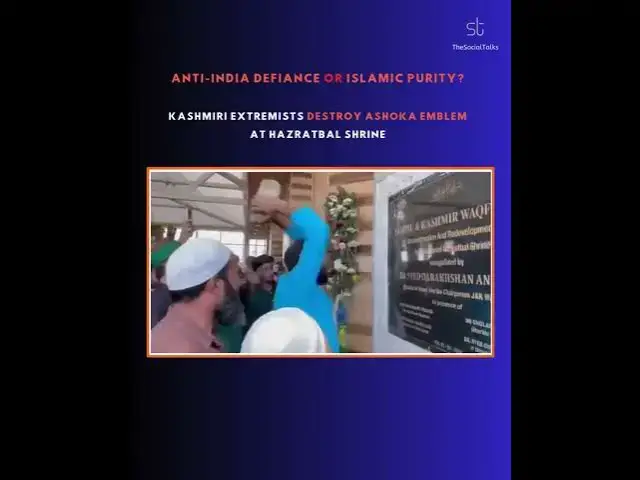 'Video thumbnail for Kashmiri Extremists Demolish Ashoka Emblem at Hazratbal: Anti-India Defiance or Islamic Purity?'