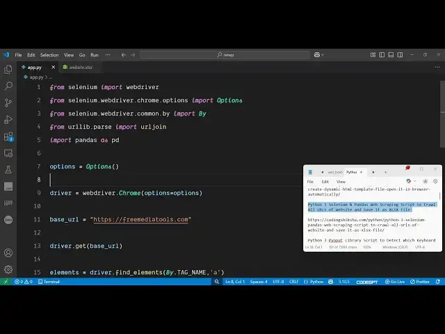 Video thumbnail for Python 3 Selenium & Pandas Web Scraping Script to Crawl All URLs of Website and Save it as XLSX File