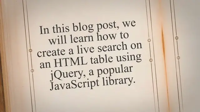 'Video thumbnail for How To Live Search On The Html Table With Jquery'