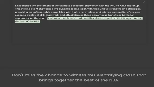 Video thumbnail for 1. Experience the excitement of the ultimate basketball showdown with the OKC vs. Cavs matchup. This thrilling event showcases two dynamic teams, each with their unique strengths and strategies, promising an unforgettable game filled with