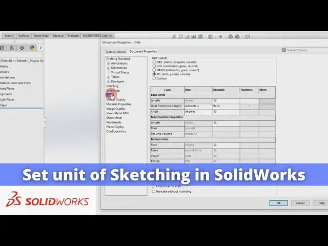 'Video thumbnail for Set unit  of Sketching in SolidWorks  | SolidWorks Tutorial | SolidWorks Part Modeling |'