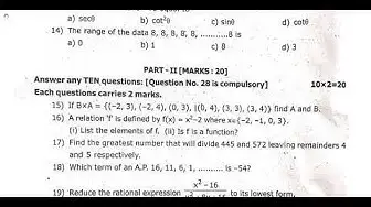 Video thumbnail for 10th Maths Quarterly Exam Question Paper 2019-20 | English Medium