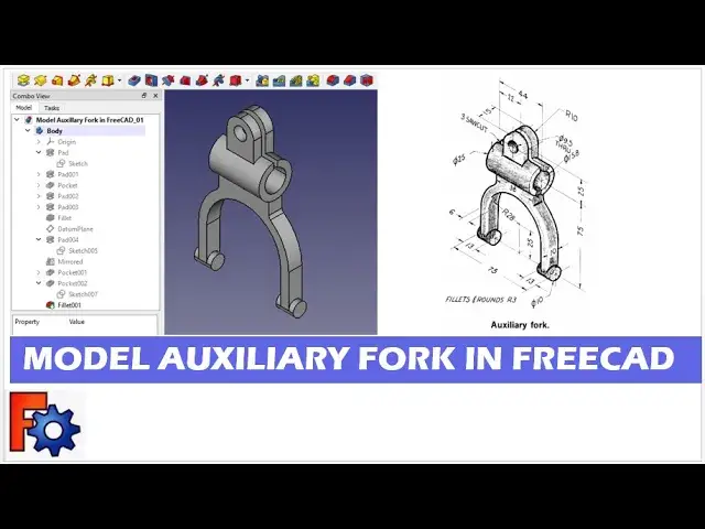 'Video thumbnail for Model Auxiliary Fork in FreeCAD  | Mechnexus | FreeCAD Tutorial |'