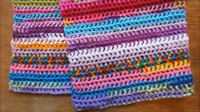 Video thumbnail for Easy Afghan ( Scarf)  Made With Leftover Yarn -How To Crochet A Scrap Yarn Scarf