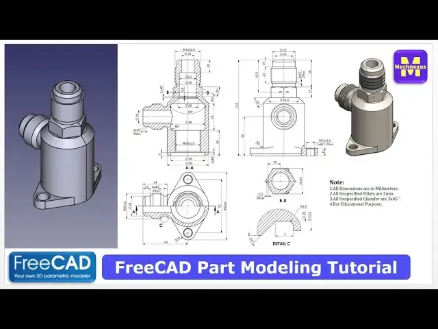 'Video thumbnail for FreeCAD Part Modeling Tutorial | FreeCAD Tutorial | 3D Modeling | Learn FreeCAD | Mechnexus |'