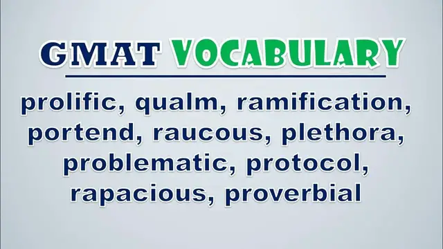 Video thumbnail for GMAT Vocabulary: Prolific, Qualm, Ramification, Portend, Raucous, Plethora, Problematic, Protocol
