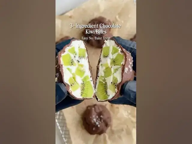 Video thumbnail for 3-Ingredient Chocolate Kiwi Bites | Easy No-Bake Treat #easyrecipe