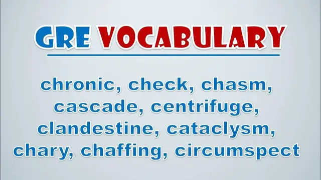 Video thumbnail for GRE Vocabulary: Chronic, Check, Chasm, Cascade, Centrifuge, Clandestine, Cataclysm, Chary, Chaffing