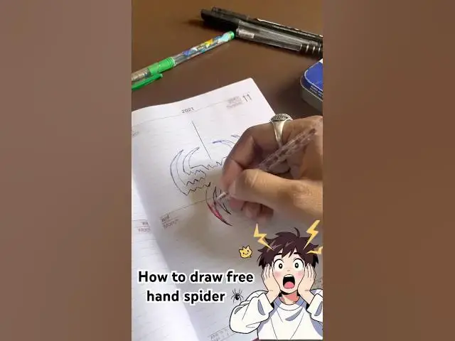 Video thumbnail for how to draw free hand spider , 🕷️ #viral #art #shortsfeed #shorts #artist #painting #fyp #growth
