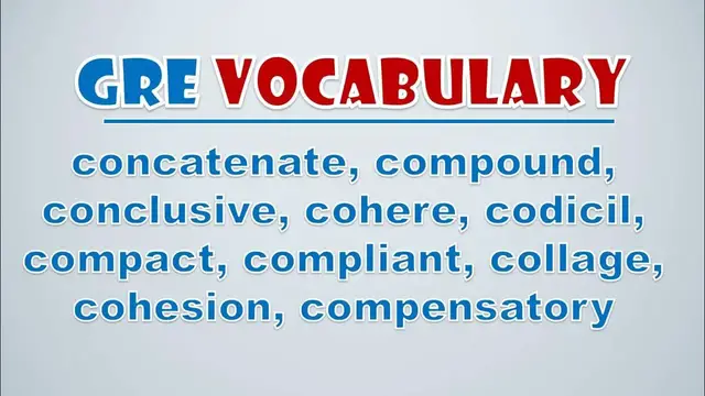 Video thumbnail for GRE Vocabulary: Concatenate, Compound, Conclusive, Cohere, Codicil, Compact, Compliant, Collage