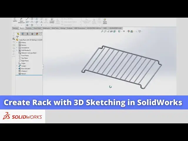 'Video thumbnail for Create Rack with 3D Sketching in SolidWorks | SolidWorks Tutorial | SolidWorks Modeling |'