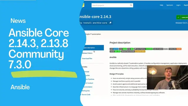 Video thumbnail for Ansible News - Ansible Core 2.14.3, 2.13.8 and Ansible 7.3.0