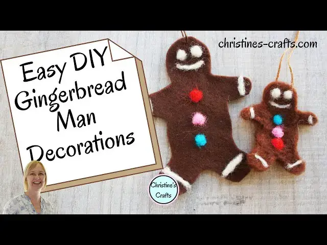 Video thumbnail for HOW TO MAKE EASY DIY FELT GINGERBREAD MAN CHRISTMAS TREE DECORATIONS - Using Needle Felting