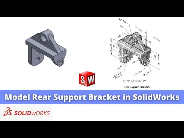 'Video thumbnail for Model Rear Support Bracket in SolidWorks | SolidWorks Tutorial | SolidWorks Part Modeling |'