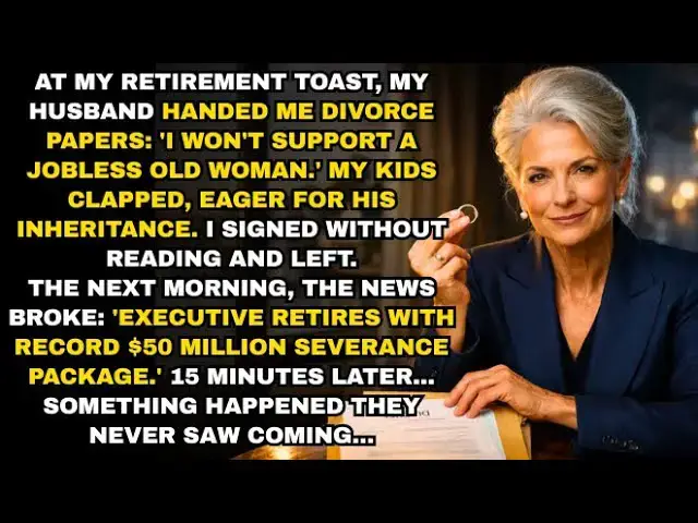 Video thumbnail for My Husband Served Divorce Papers At My Retirement Party and My Kids Clapped. NOW They Begged Me Back