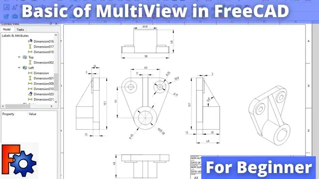 'Video thumbnail for Basic of Multiview in FreeCAD | FreeCAD Tutorial | FreeCAD Drawing |'