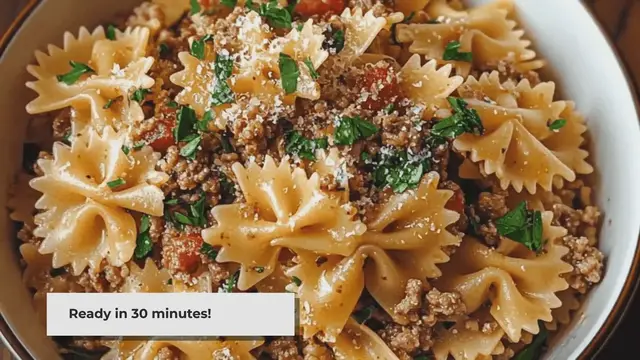 Video thumbnail for Quick and Easy Bowtie Pasta with Ground Beef Recipe