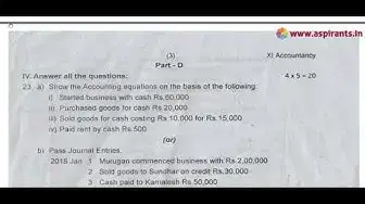 Video thumbnail for 11th Accountancy First Mid Term Question Paper 2019-20 | Tanjore District | English Medium