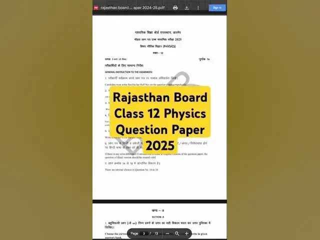 Video thumbnail for RBSE 12th Physics Question Paper 2025 #rbseboard #rbseclass12 #rbse #rbse2025