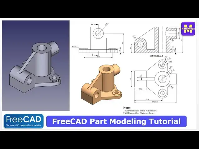 'Video thumbnail for FreeCAD Part Modeling Tutorial | FreeCAD Tutorial | 3D Modeling | Learn FreeCAD | Mechnexus |'