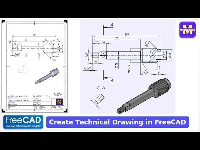 'Video thumbnail for FreeCAD Technical Drawing Tutorial | FreeCAD Tutorial | FreeCAD Drawing | Mechnexus |'