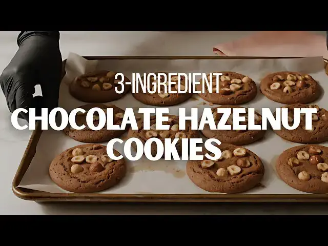 Video thumbnail for 3-Ingredient Chocolate Cookies with Crunchy Hazelnuts | Ready in 12 Minutes #cookies #baking