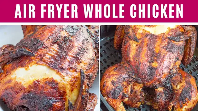 'Video thumbnail for AIR FRYER WHOLE CHICKEN I juicy, crispy skin, rotisserie chicken.'