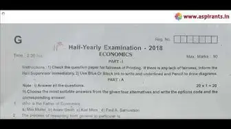 Video thumbnail for 11th Economics Half Yearly Question Paper 2018-19 (English Medium) | Team Aspirants