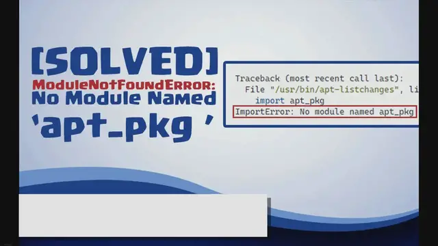 Video thumbnail for Modulenotfounderror: no module named apt_pkg